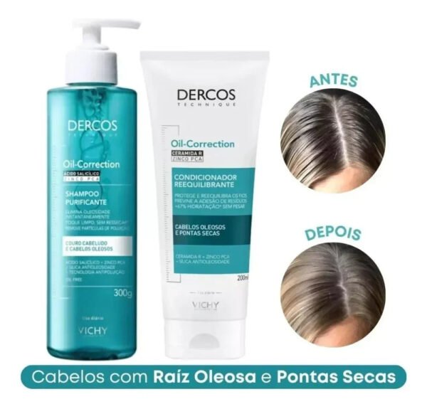 Kit Shampoo + Condicionador Dercos Oil Correction Vichy - Imagem 2